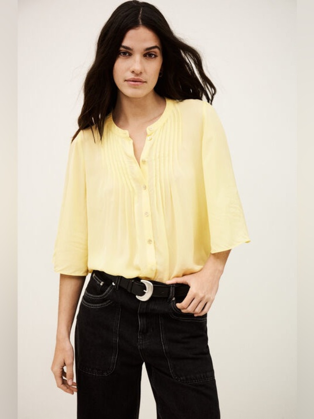 Ba&sh Barna Yellow Flowy Shirt - size 3/L